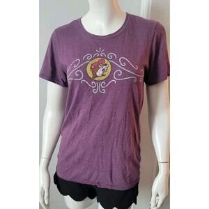 Buc-ees Sz. S Purple Graphic Tee Double Sided "Head Over Boots For Buc-ees"